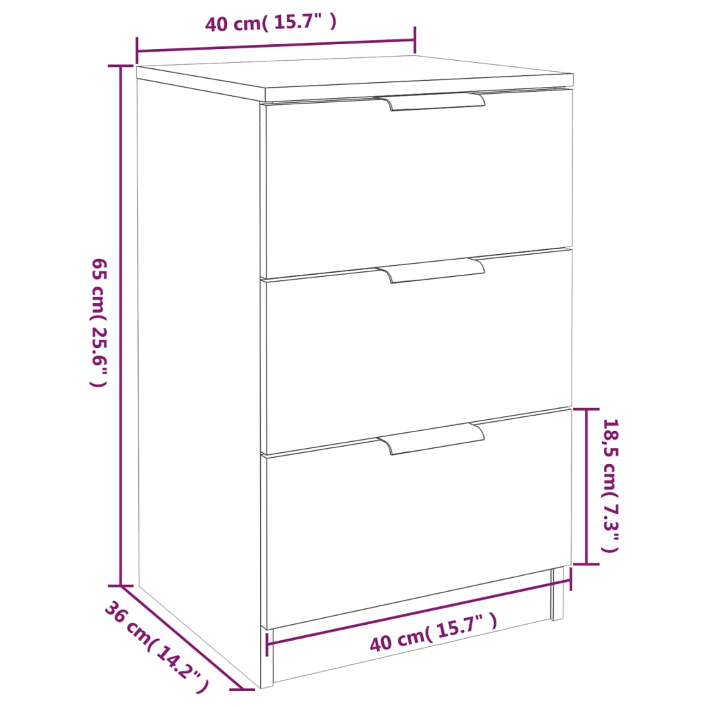 Nachttische 2 Stk. Grau Sonoma 40x36x65 cm