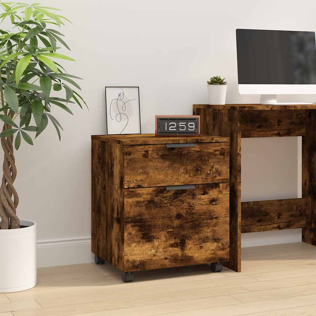 Mobiler Aktenschrank mit Rollen Räuchereiche 45x38x54 cm