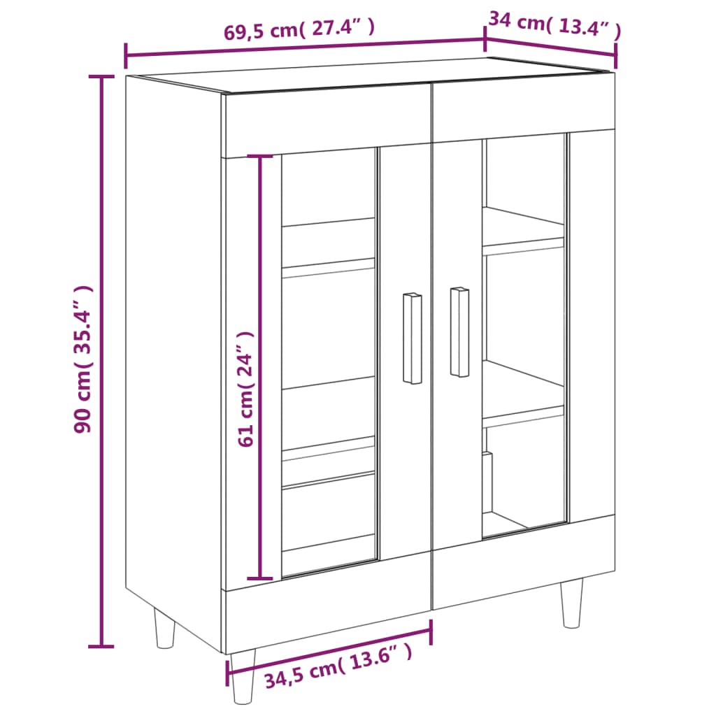 Sideboard Grau Sonoma 69,5x34x90 cm Holzwerkstoff