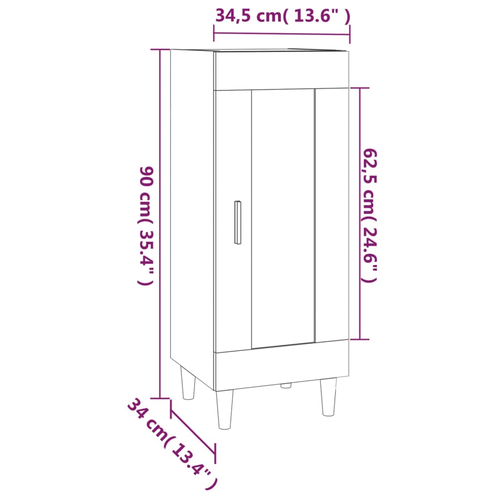 Sideboard Grau Sonoma 34,5x34x90 cm Holzwerkstoff