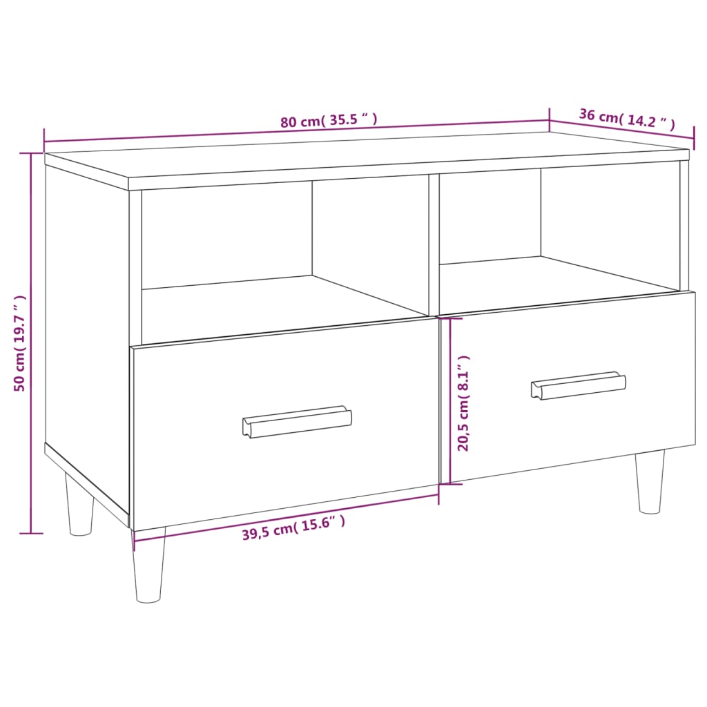 TV-Schrank Räuchereiche 80x36x50 cm Holzwerkstoff