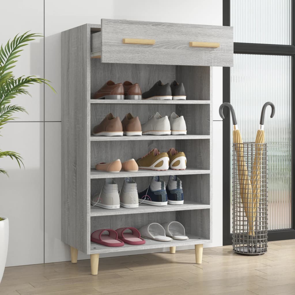 Schuhschrank Grau Sonoma 60x35x105 cm Holzwerkstoff