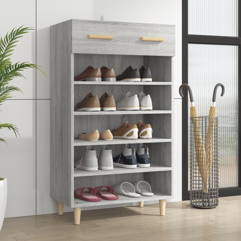 Schuhschrank Grau Sonoma 60x35x105 cm Holzwerkstoff