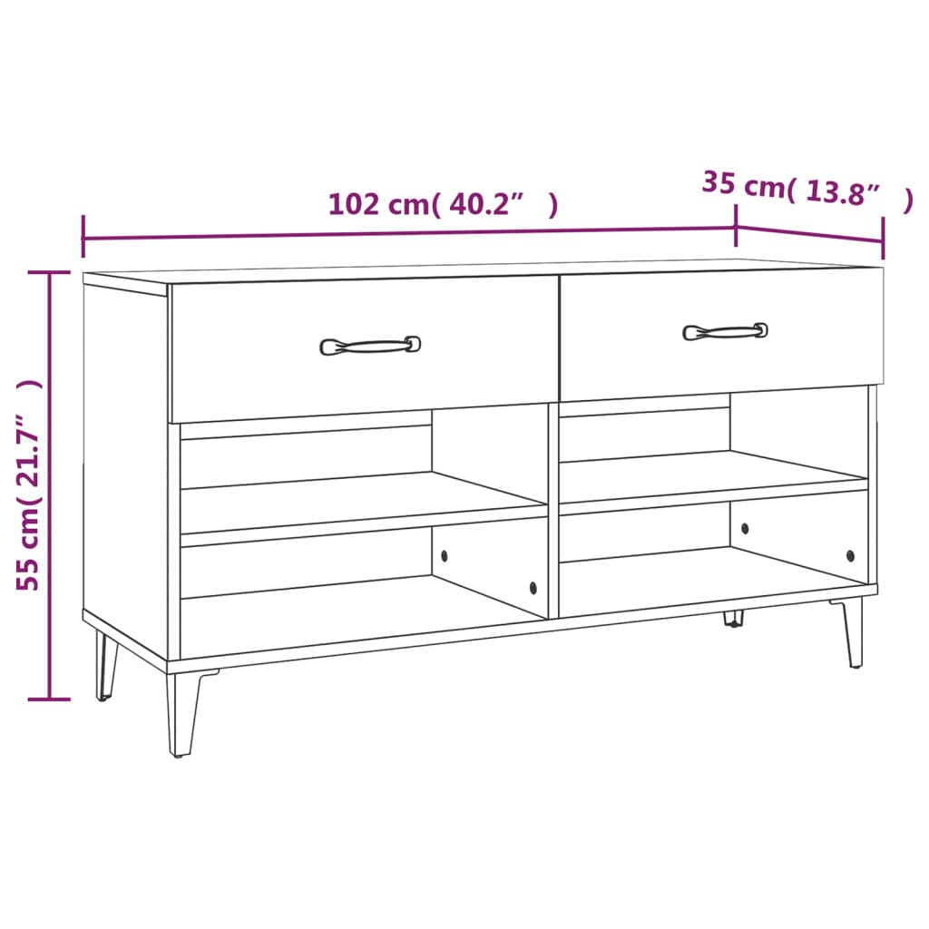 Schuhschrank Räuchereiche 102x35x55 cm Holzwerkstoff