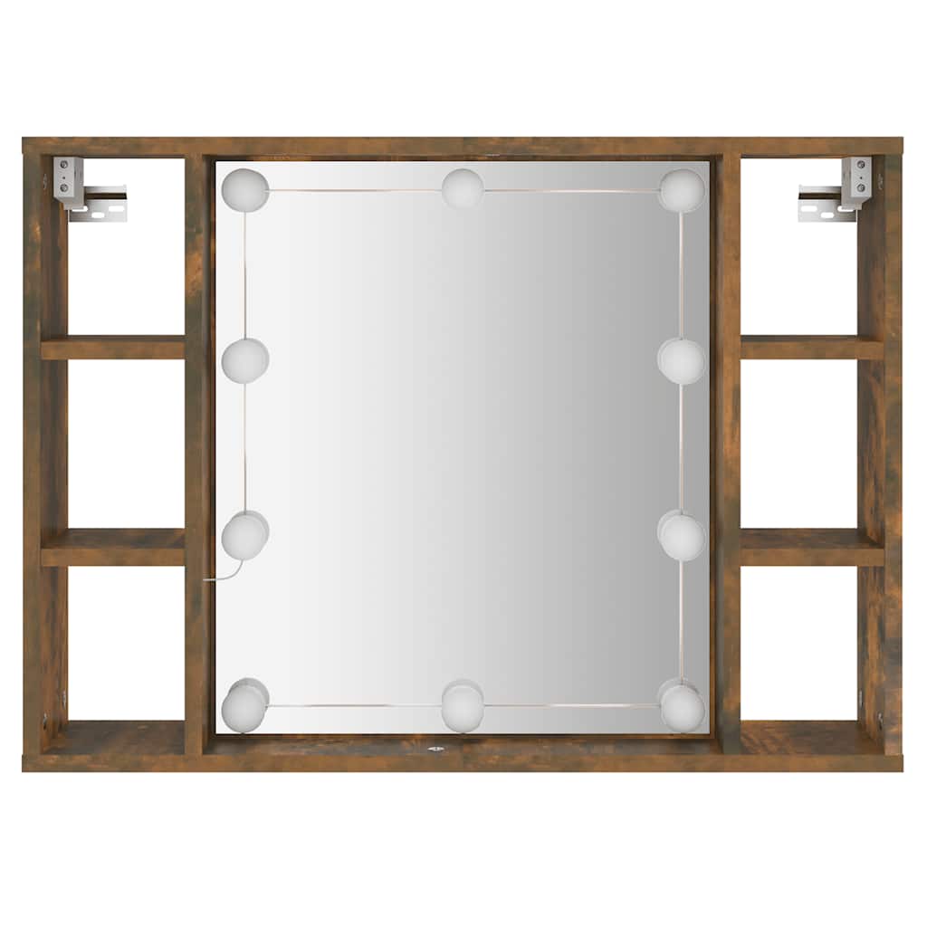 Spiegelschrank mit LED Räuchereiche 76x15x55 cm