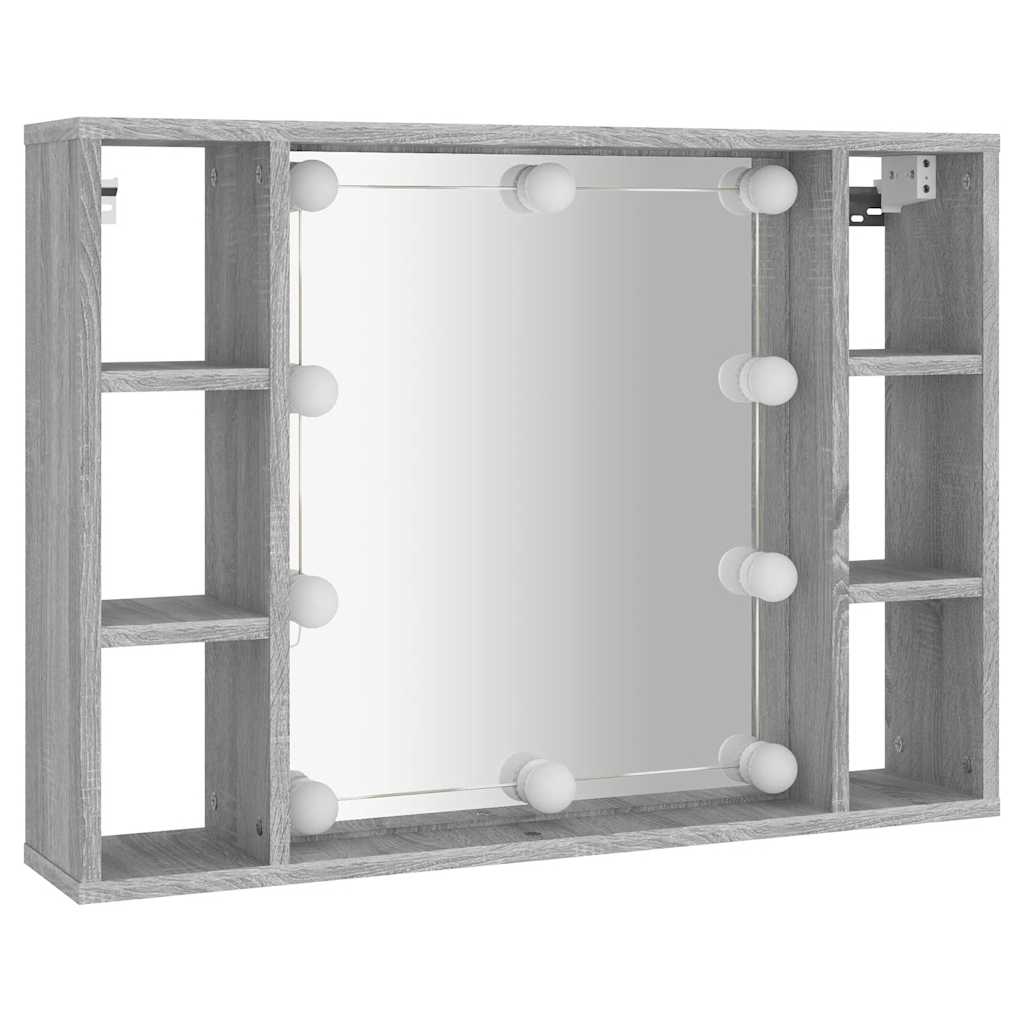 Spiegelschrank mit LED Grau Sonoma 76x15x55 cm