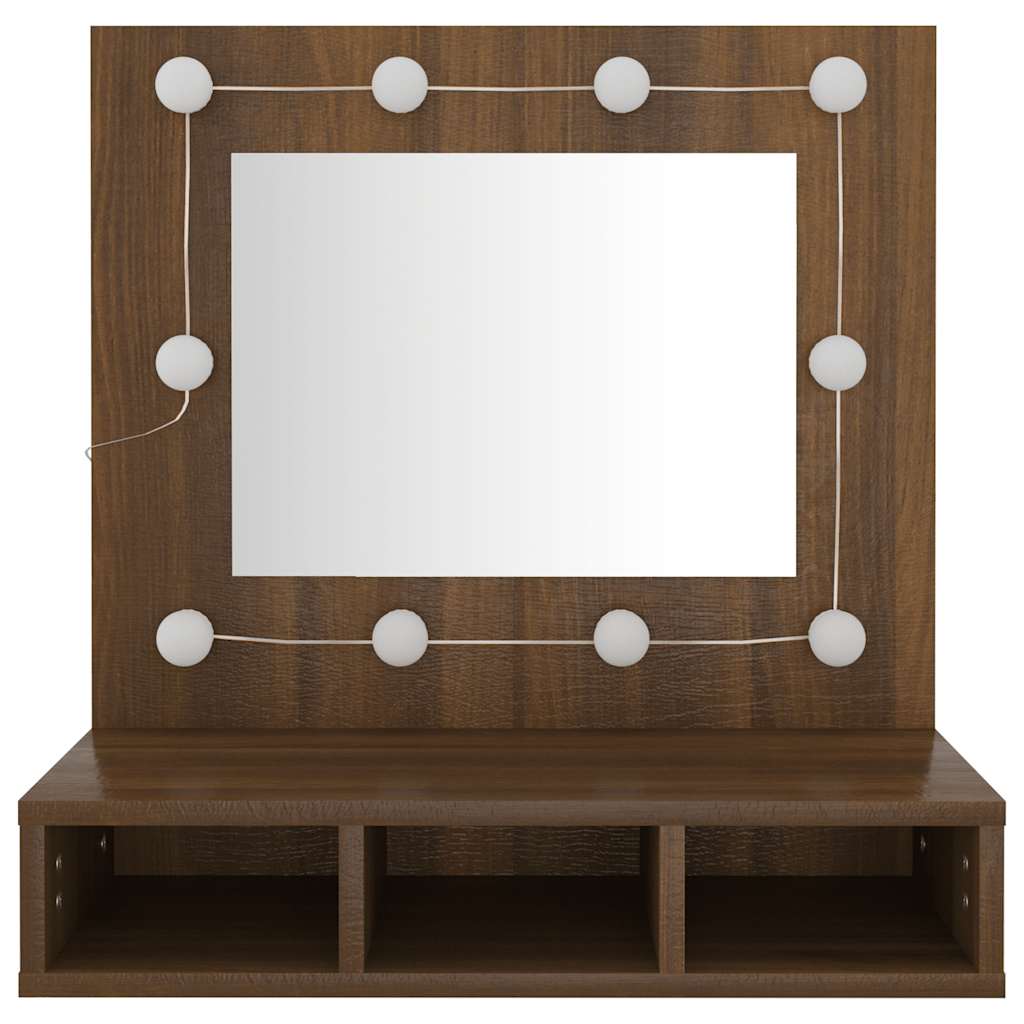 Spiegelschrank mit LED Braun Eichen-Optik 60x31,5x62 cm
