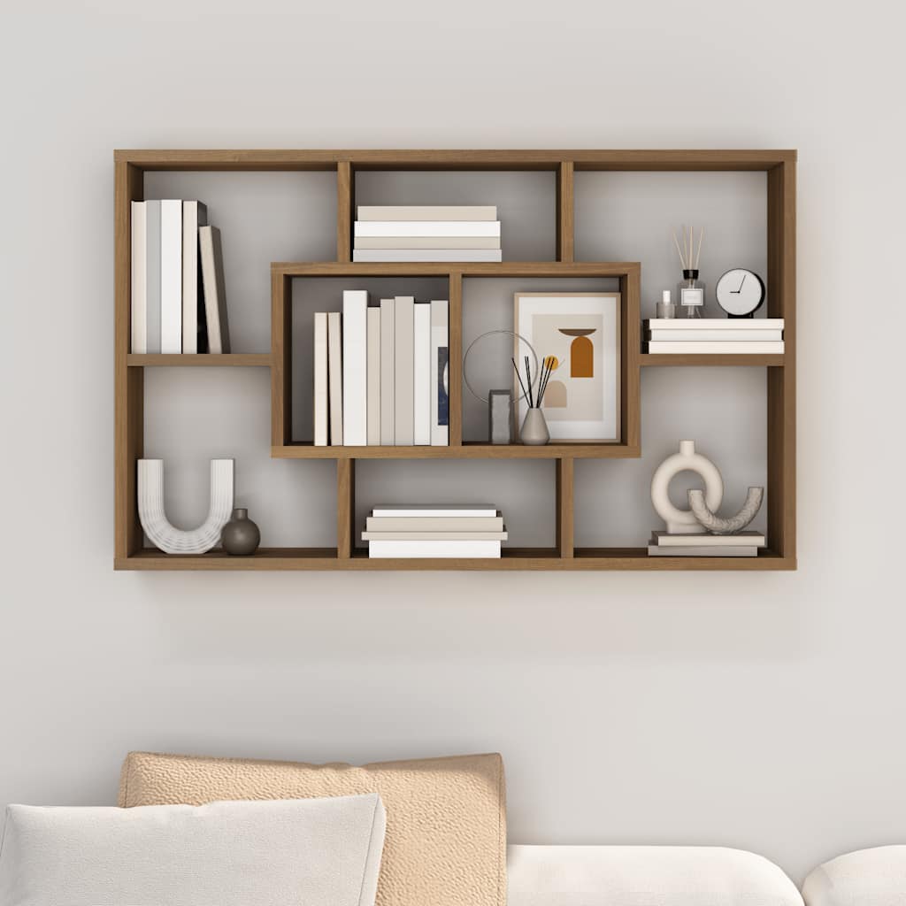 Wandregal Braun Eichen-Optik 85x16x52,5 cm Holzwerkstoff