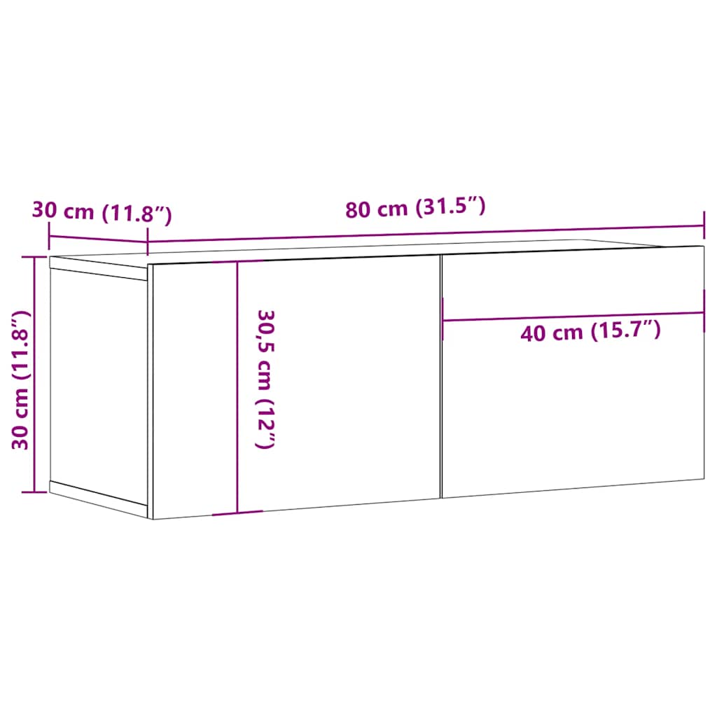 TV-Schränke 2 Stk. Braun Eichen-Optik 80x30x30 cm Holzwerkstoff