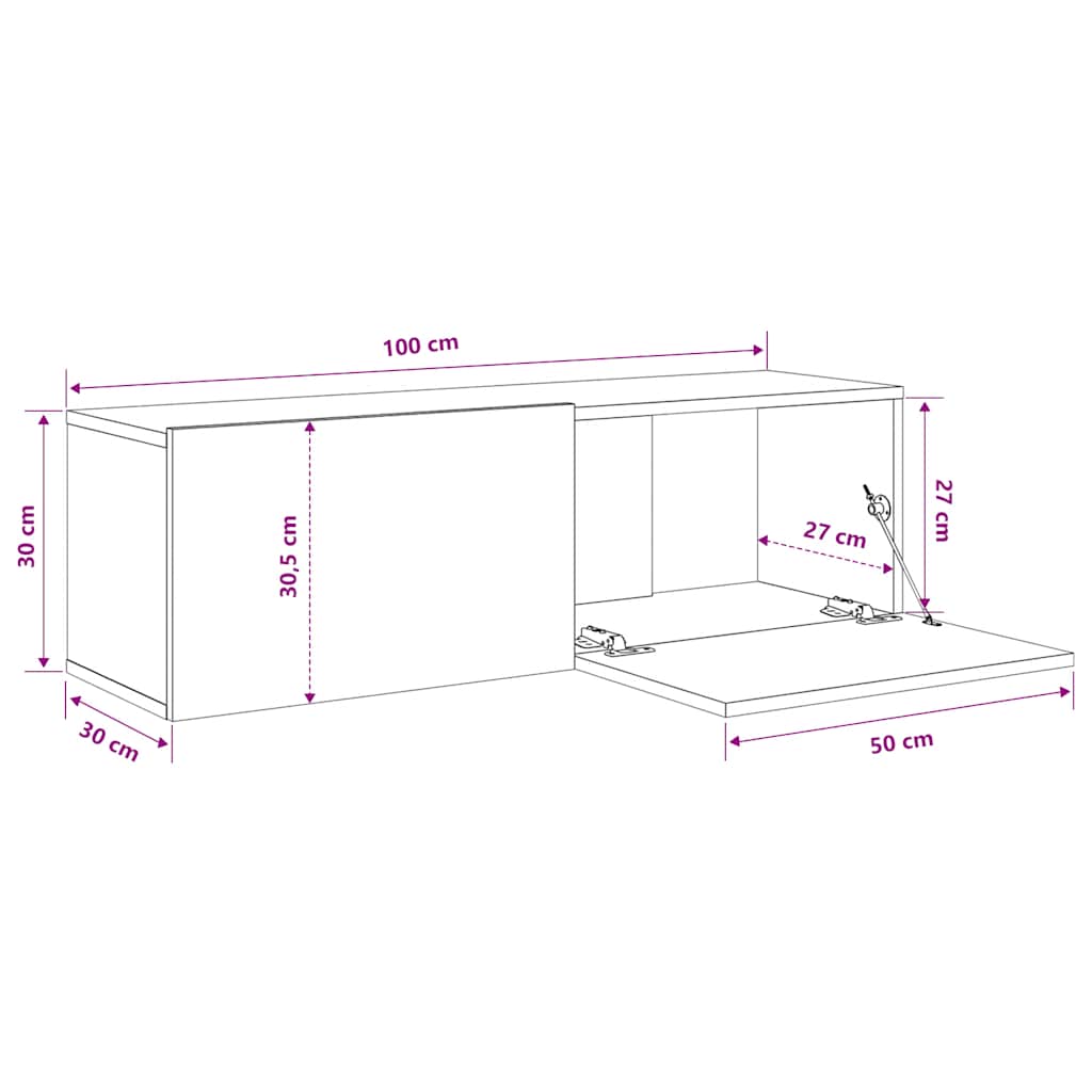 TV-Wandschränke 2 Stk. Räuchereiche 100x30x30 cm Holzwerkstoff
