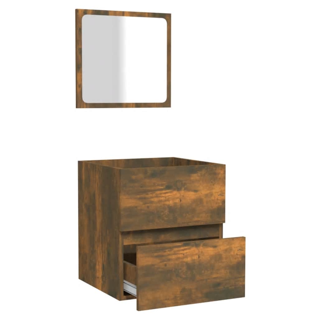 Badschrank mit Spiegel Räuchereiche Holzwerkstoff