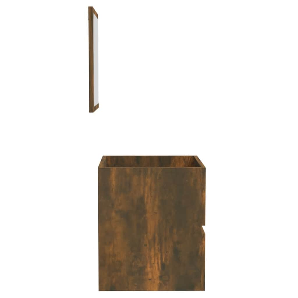 Badschrank mit Spiegel Räuchereiche Holzwerkstoff