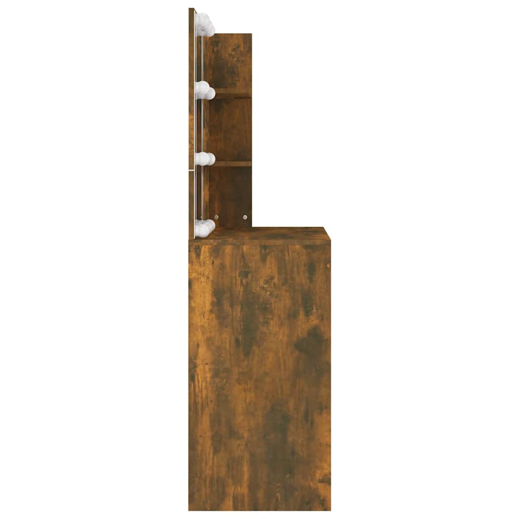 Schminktisch mit LED Braun Eiche 74,5x40x141 cm
