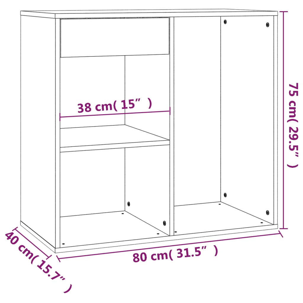Kosmetikschrank Braun Eichen-Optik 80x40x75 cm Holzwerkstoff