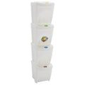 Stapelbare Mülleimer 4 Stk. Weiß 100 L Polypropylen