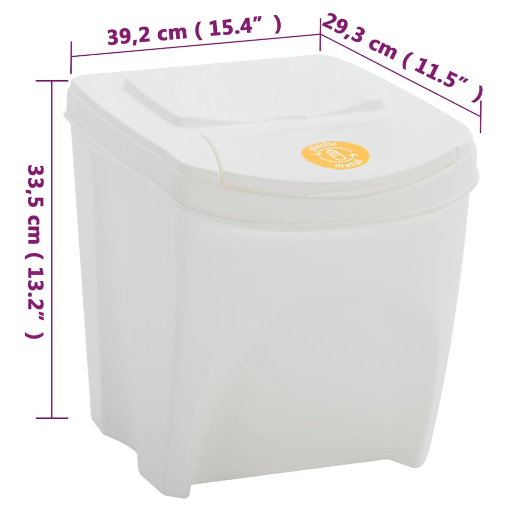 Stapelbare Mülleimer 4 Stk. Weiß 100 L Polypropylen