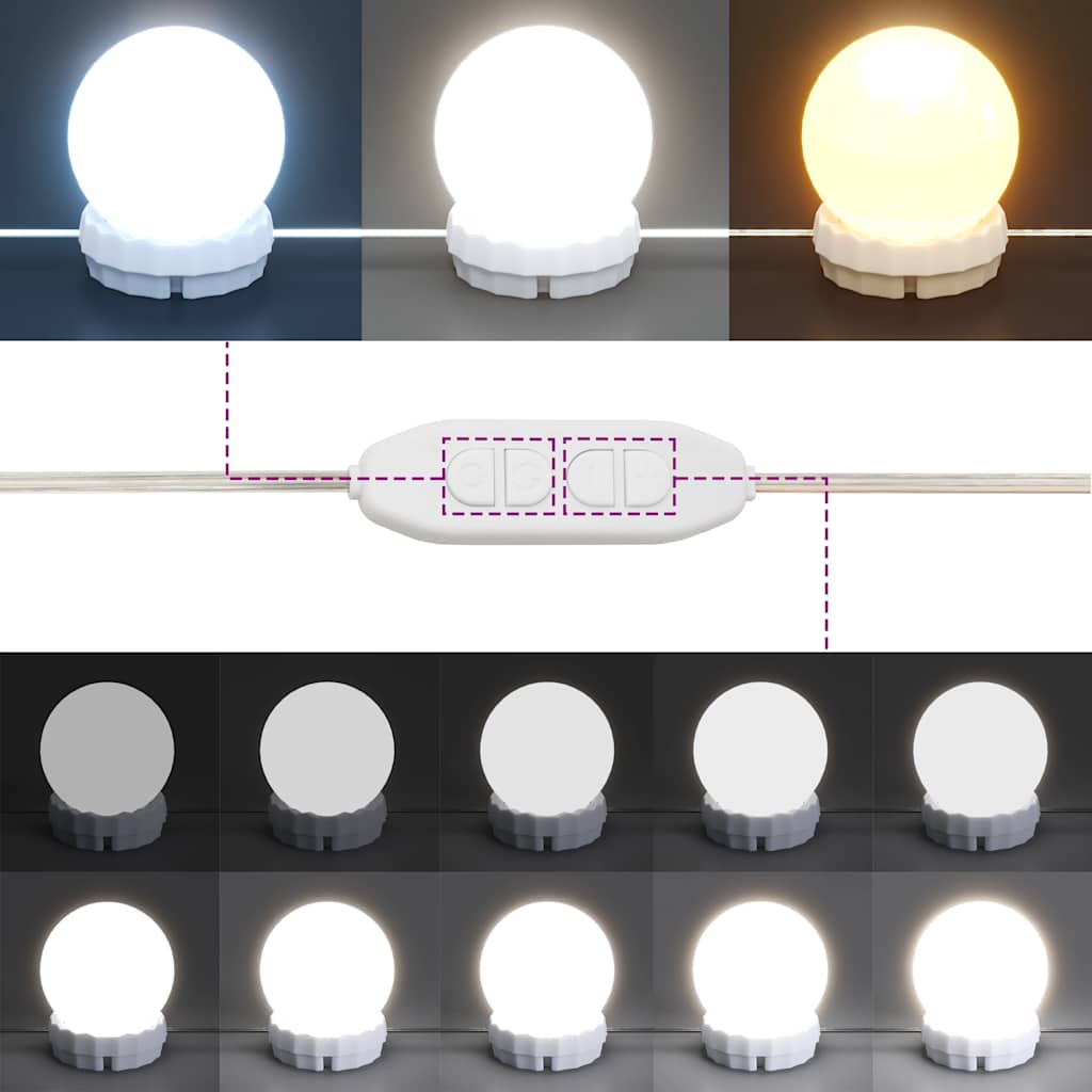 Schminktisch-Set mit LED Honigbraun Massivholz Kiefer