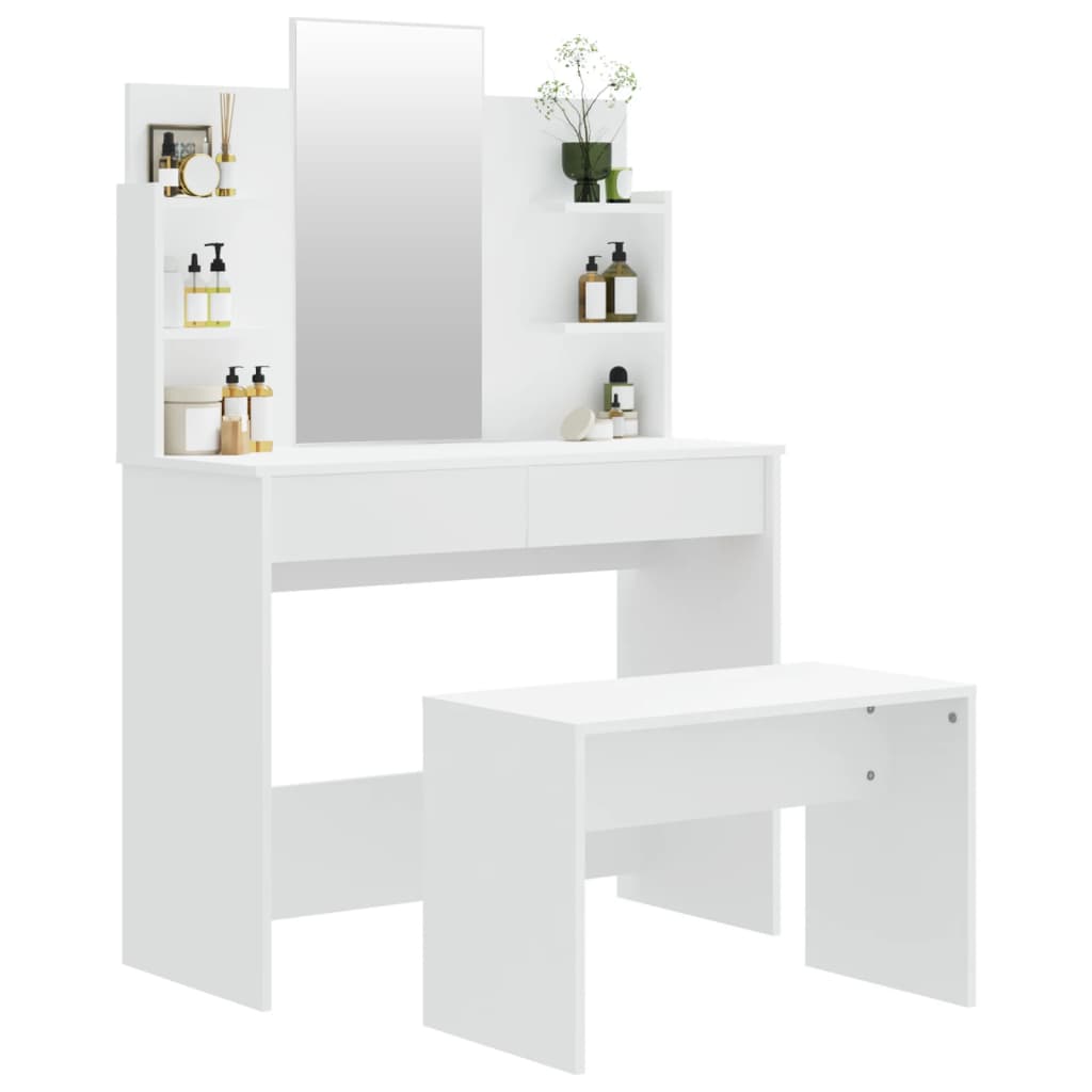 Schminktisch-Set Weiß 96x40x142 cm