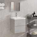 Waschbeckenunterschrank mit Waschbecken und Spiegel Betongrau
