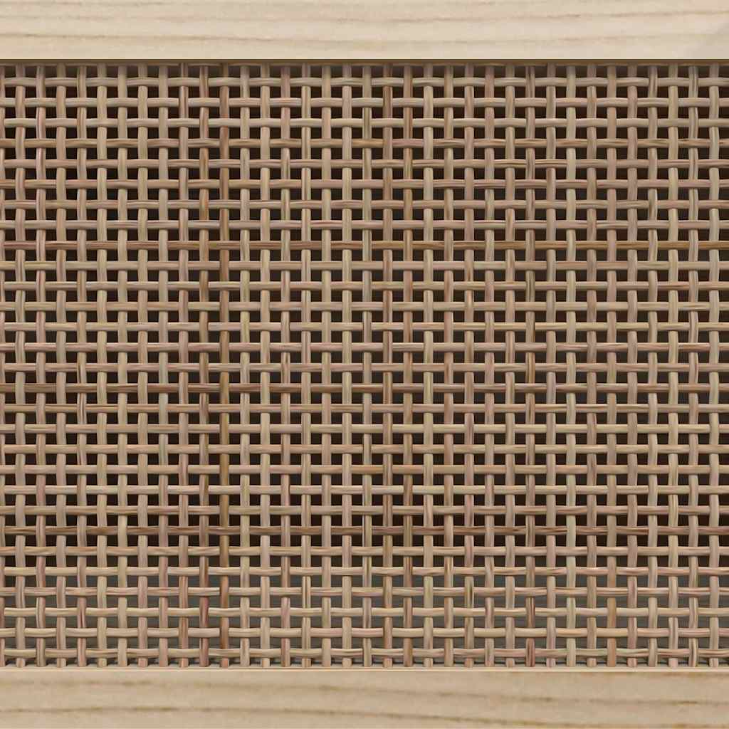 TV-Schrank Braun 80x30x40 cm Massivholz Kiefer und Natur-Rattan