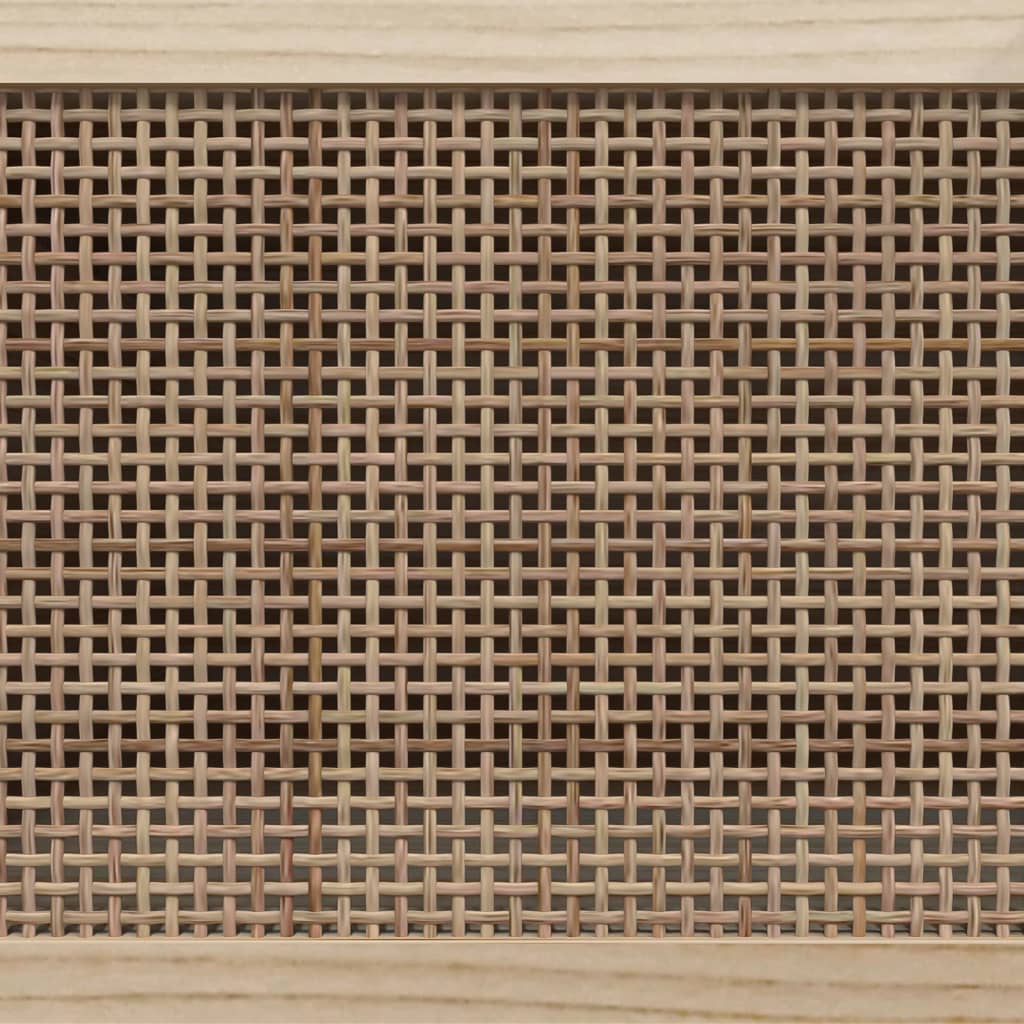 TV-Schrank Weiß 105x30x40 cm Massivholz Kiefer Natur-Rattan