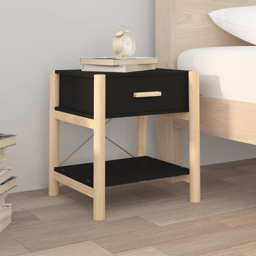 Nachttische 2 Stk. Schwarz 42x38x45 cm Holzwerkstoff