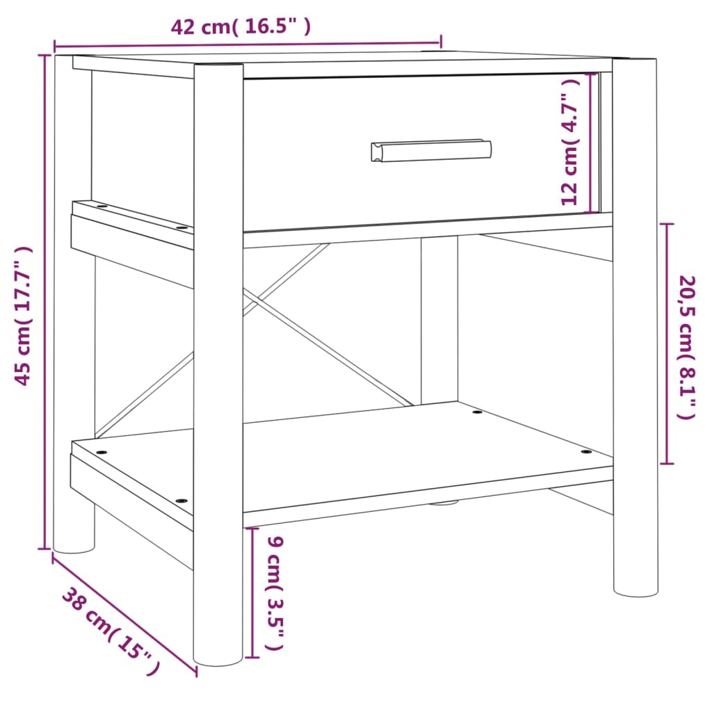Nachttische 2 Stk. 42x38x45 cm Holzwerkstoff