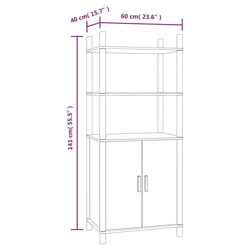 Highboard Weiß 60x40x141 cm Holzwerkstoff