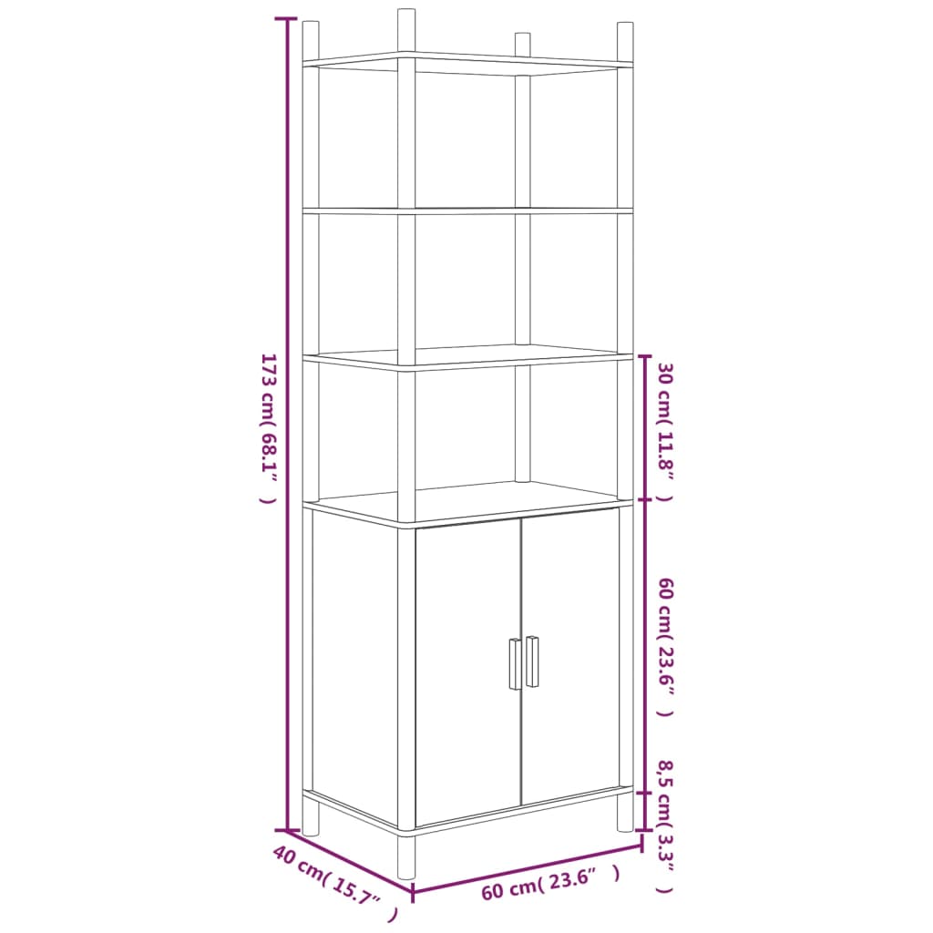 Highboard Weiß 60x40x173 cm Holzwerkstoff