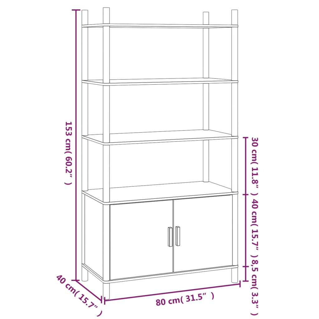 Highboard Weiß 80x40x153 cm Holzwerkstoff