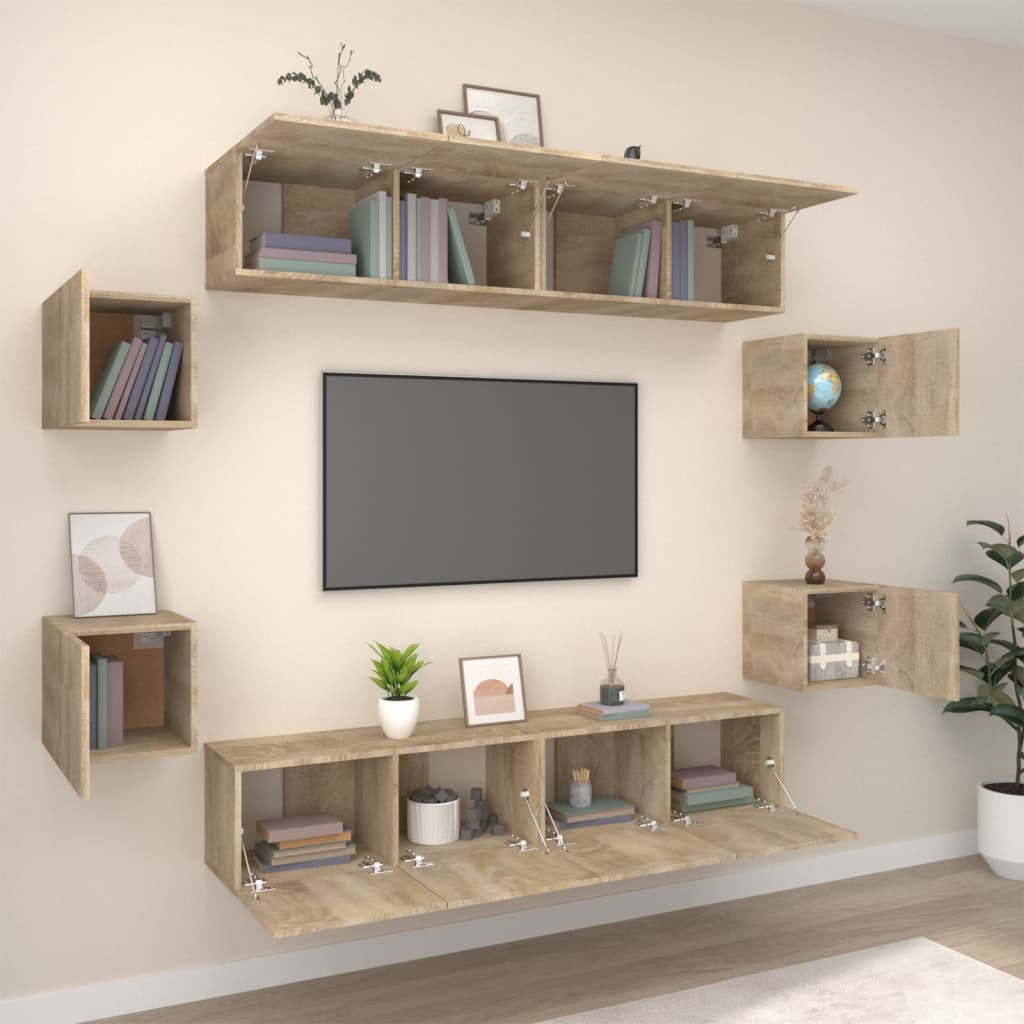 8-tlg. TV-Schrank-Set Sonoma-Eiche Holzwerkstoff
