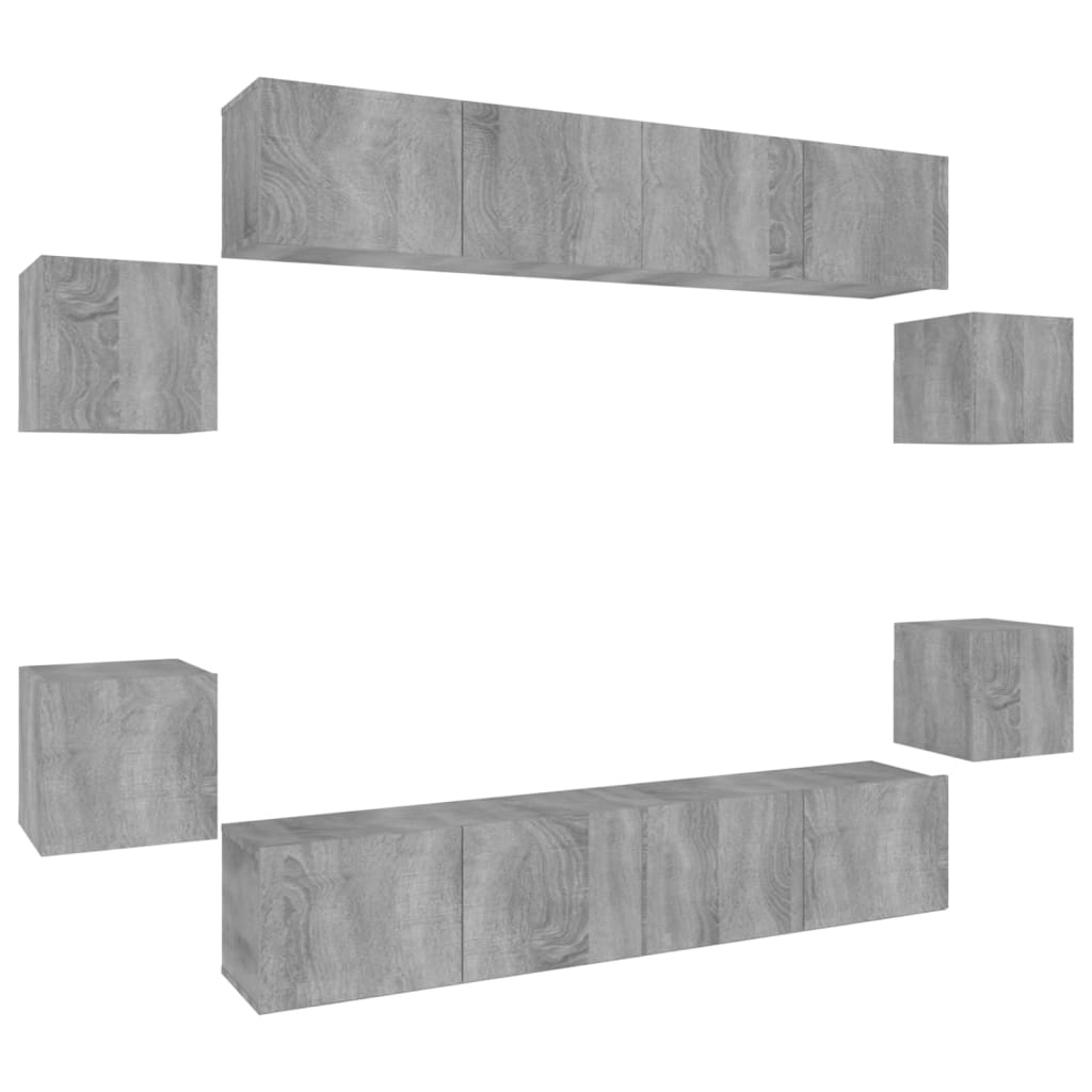 8-tlg. TV-Schrank-Set Grau Sonoma Holzwerkstoff