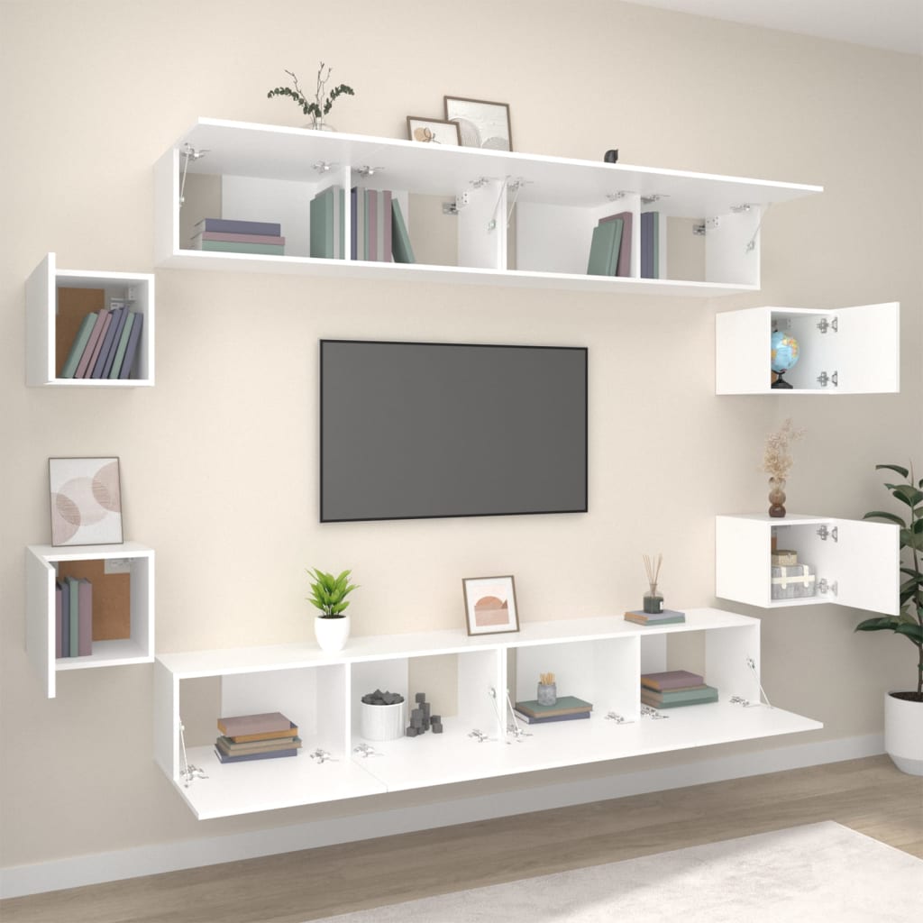 8-tlg. TV-Schrank-Set Weiß Holzwerkstoff