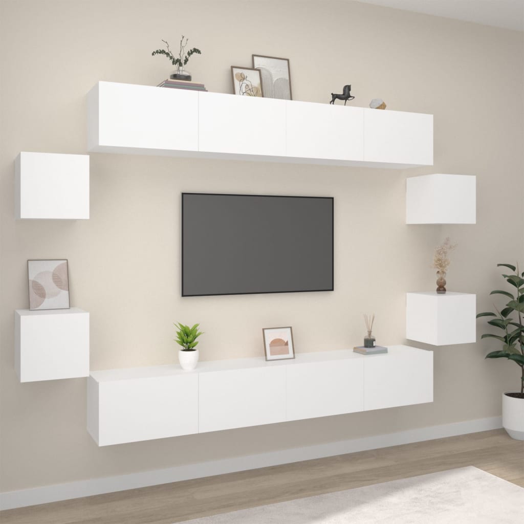 8-tlg. TV-Schrank-Set Weiß Holzwerkstoff