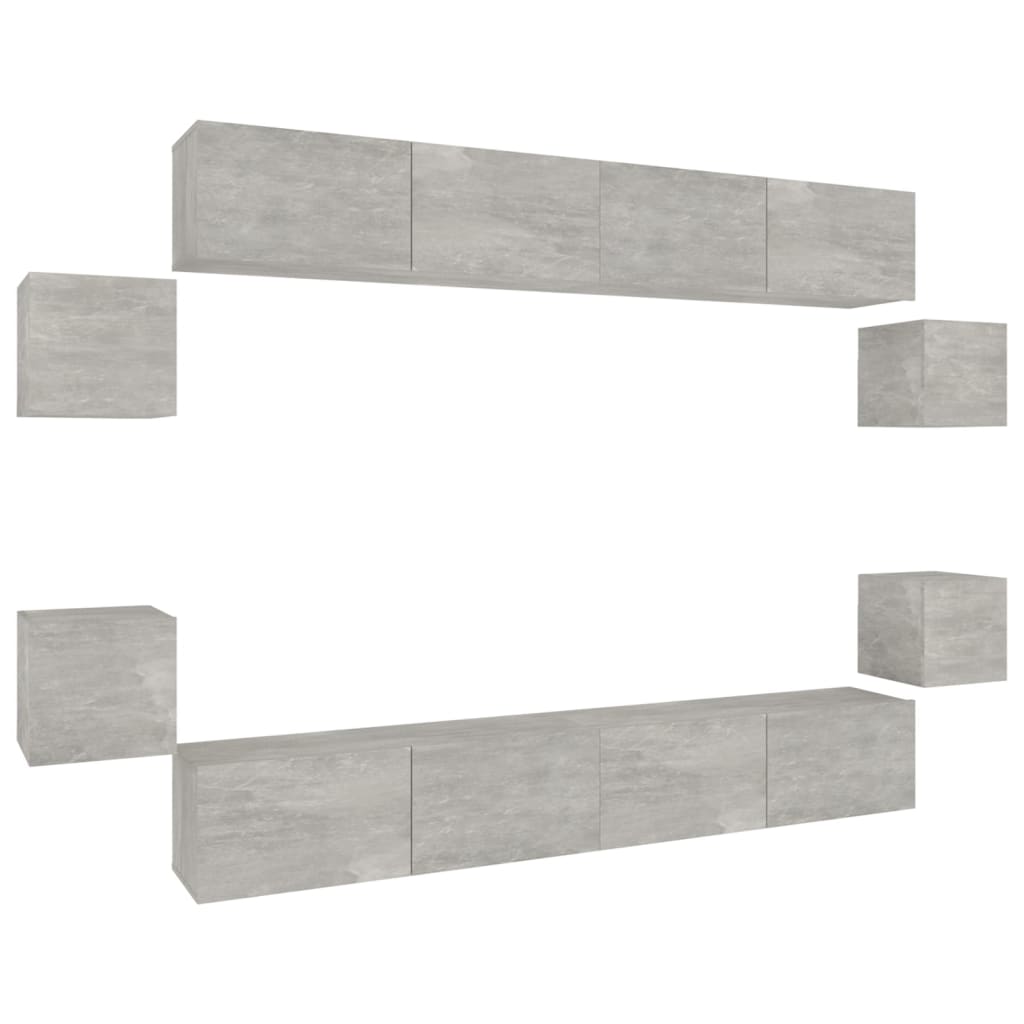 8-tlg. TV-Schrank-Set Betongrau Holzwerkstoff