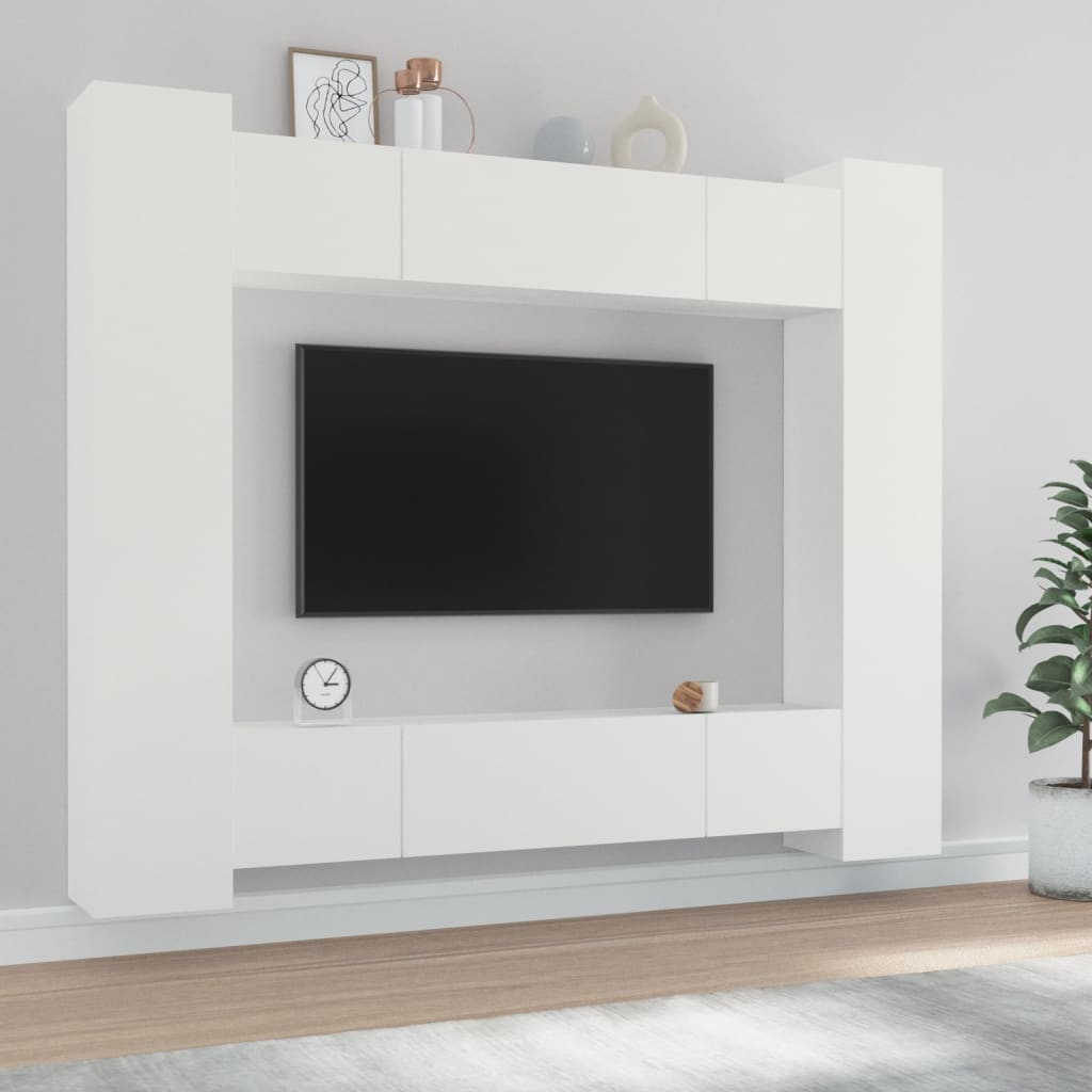 8-tlg. TV-Schrank-Set Weiß Holzwerkstoff