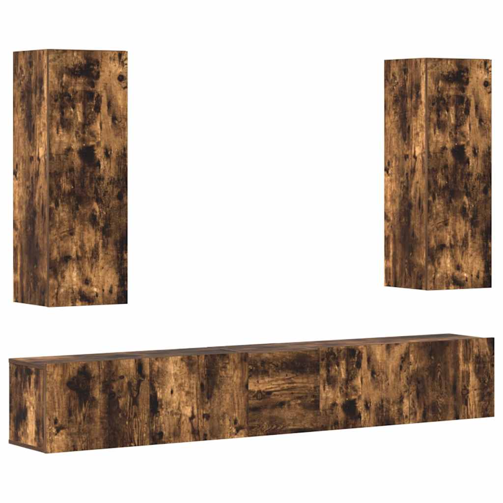 5-tlg. TV-Schrank-Set Räuchereiche Holzwerkstoff