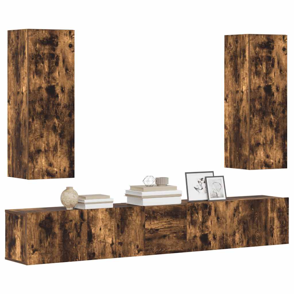 5-tlg. TV-Schrank-Set Räuchereiche Holzwerkstoff