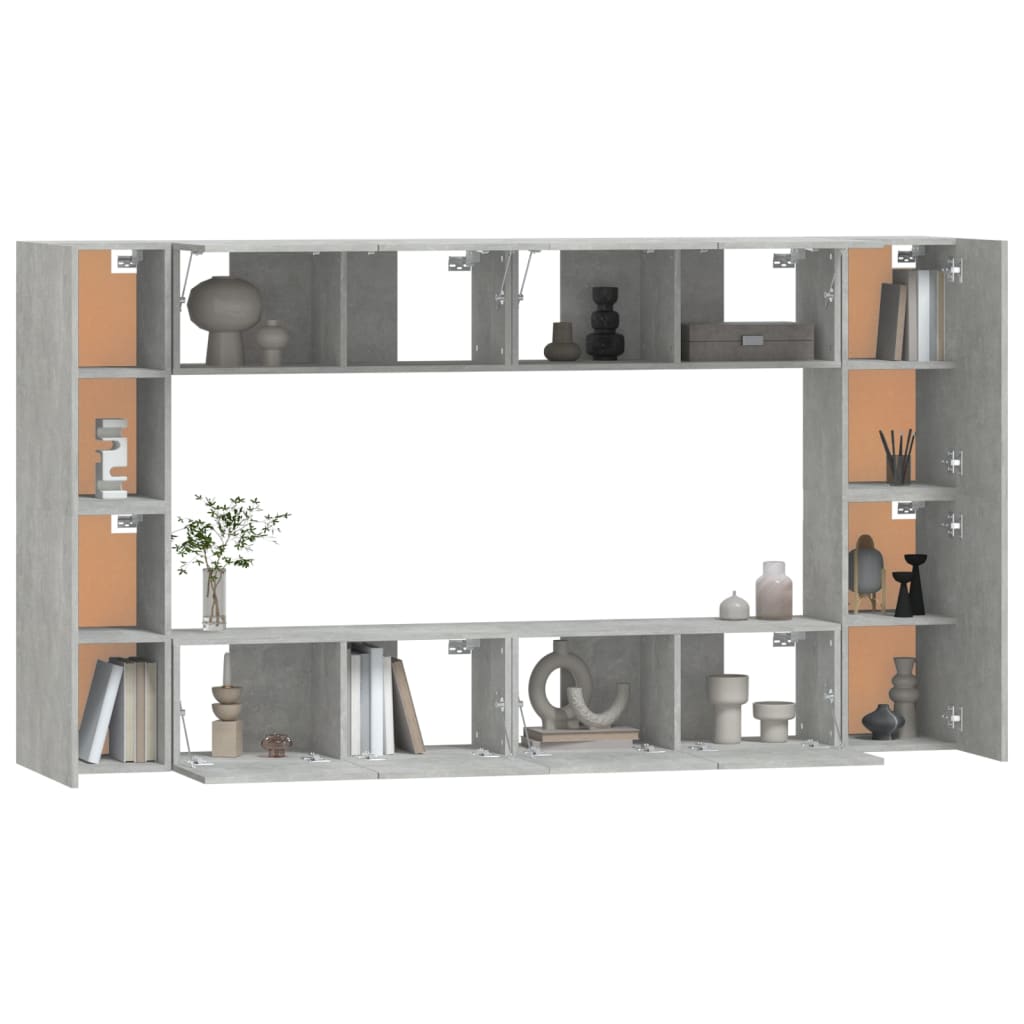 8-tlg. TV-Schrank-Set Betongrau Holzwerkstoff