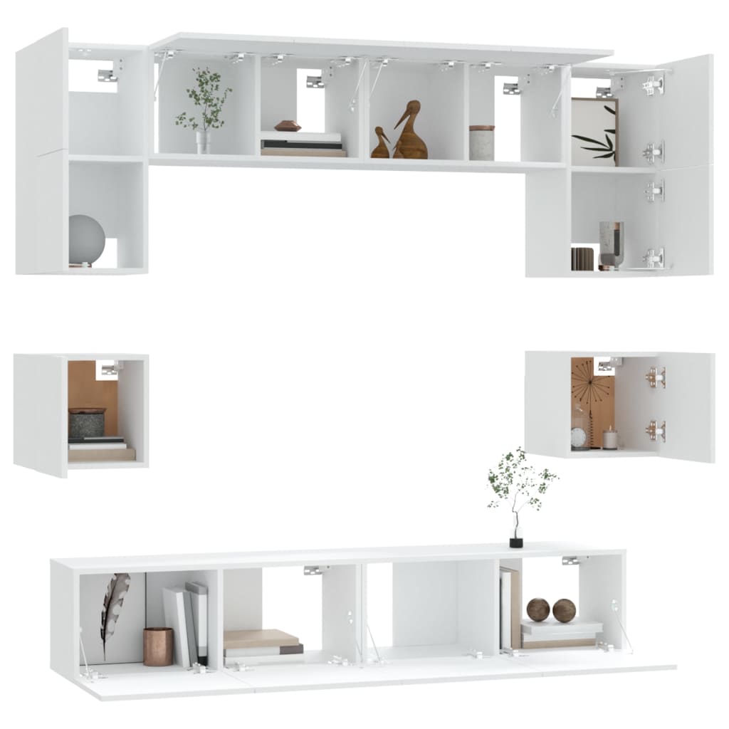8-tlg. TV-Schrank-Set Weiß Holzwerkstoff