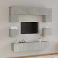 8-tlg. TV-Schrank-Set Betongrau Holzwerkstoff
