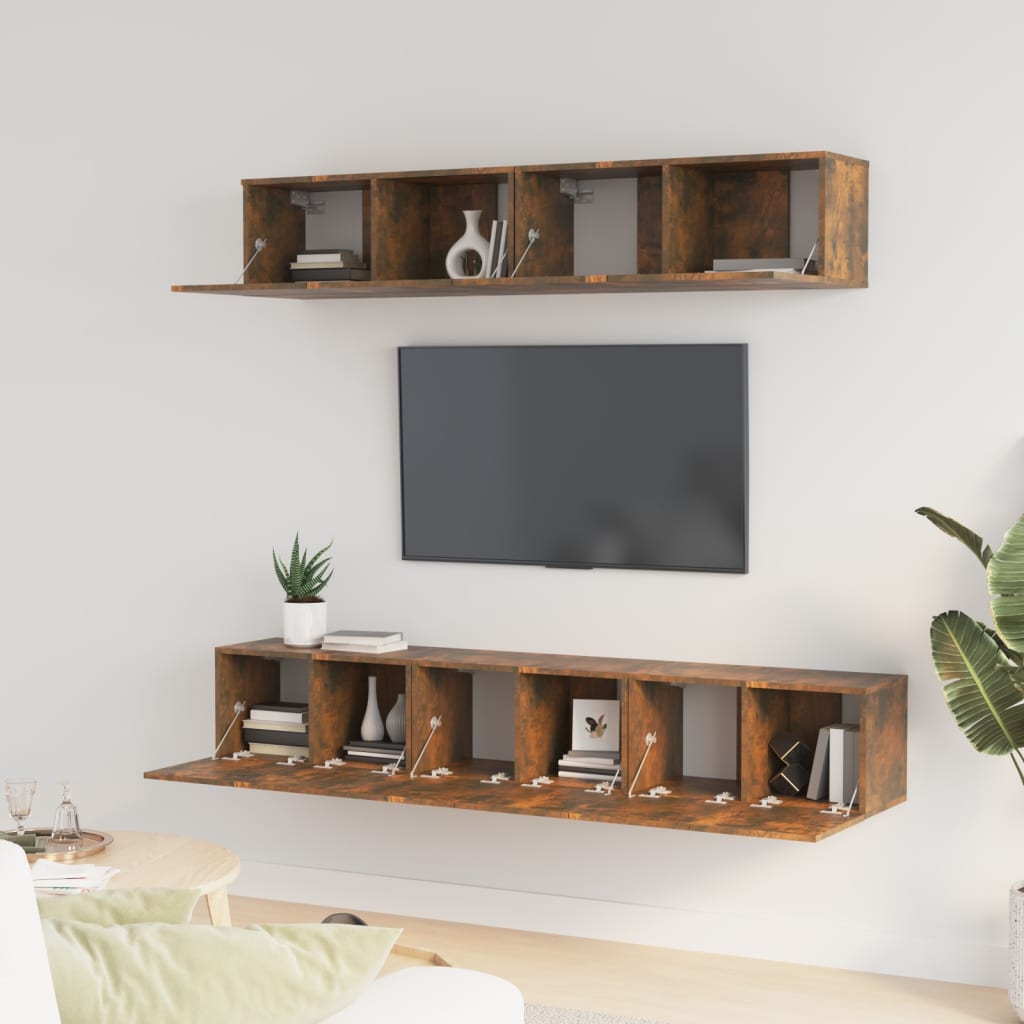 5-tlg. TV-Schrank-Set Räuchereiche Holzwerkstoff