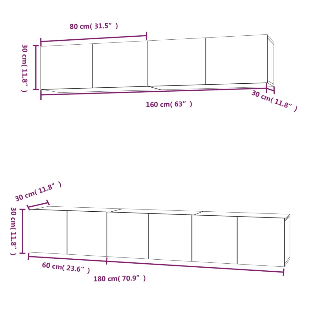 5-tlg. TV-Schrank-Set Räuchereiche Holzwerkstoff