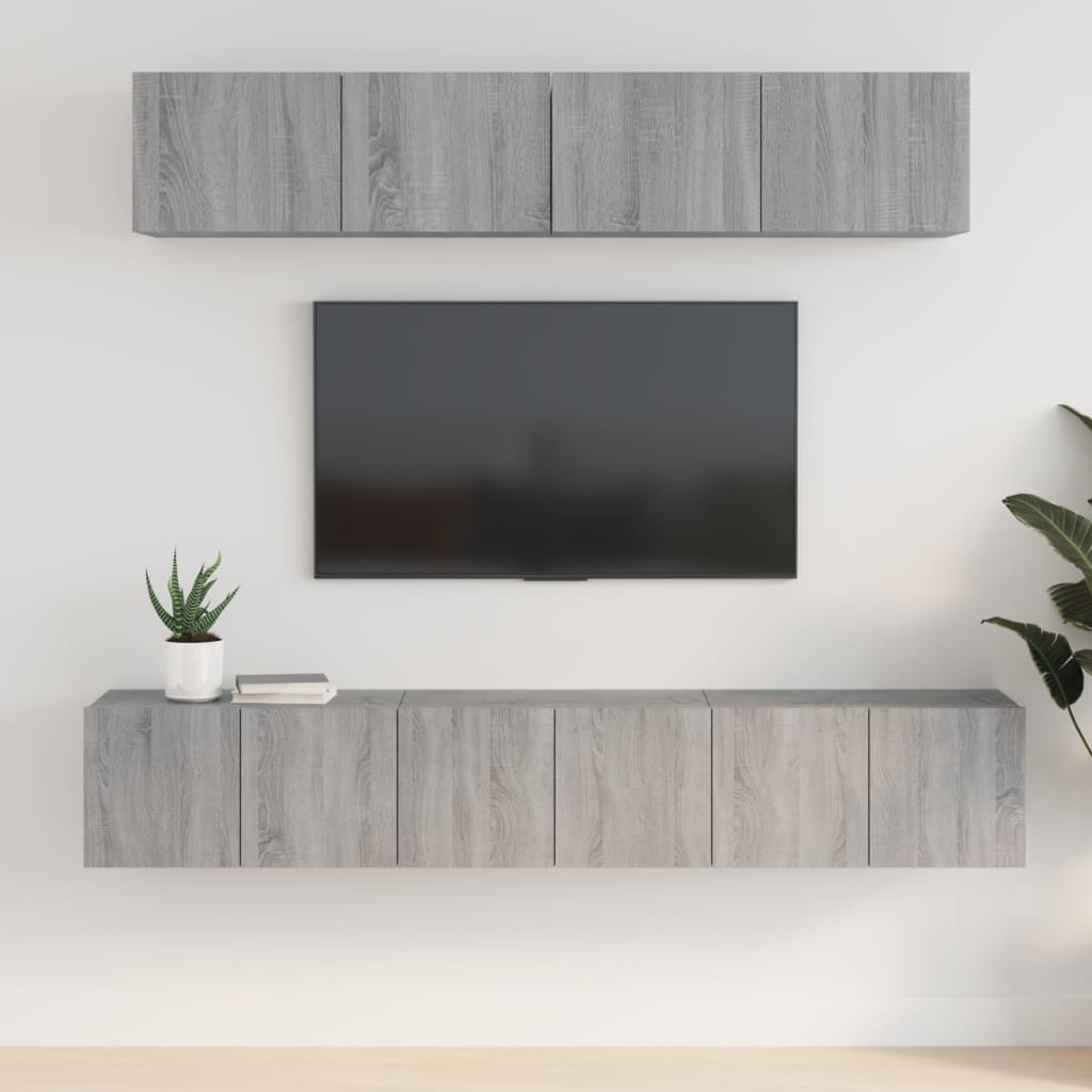 5-tlg. TV-Schrank-Set Grau Sonoma Holzwerkstoff