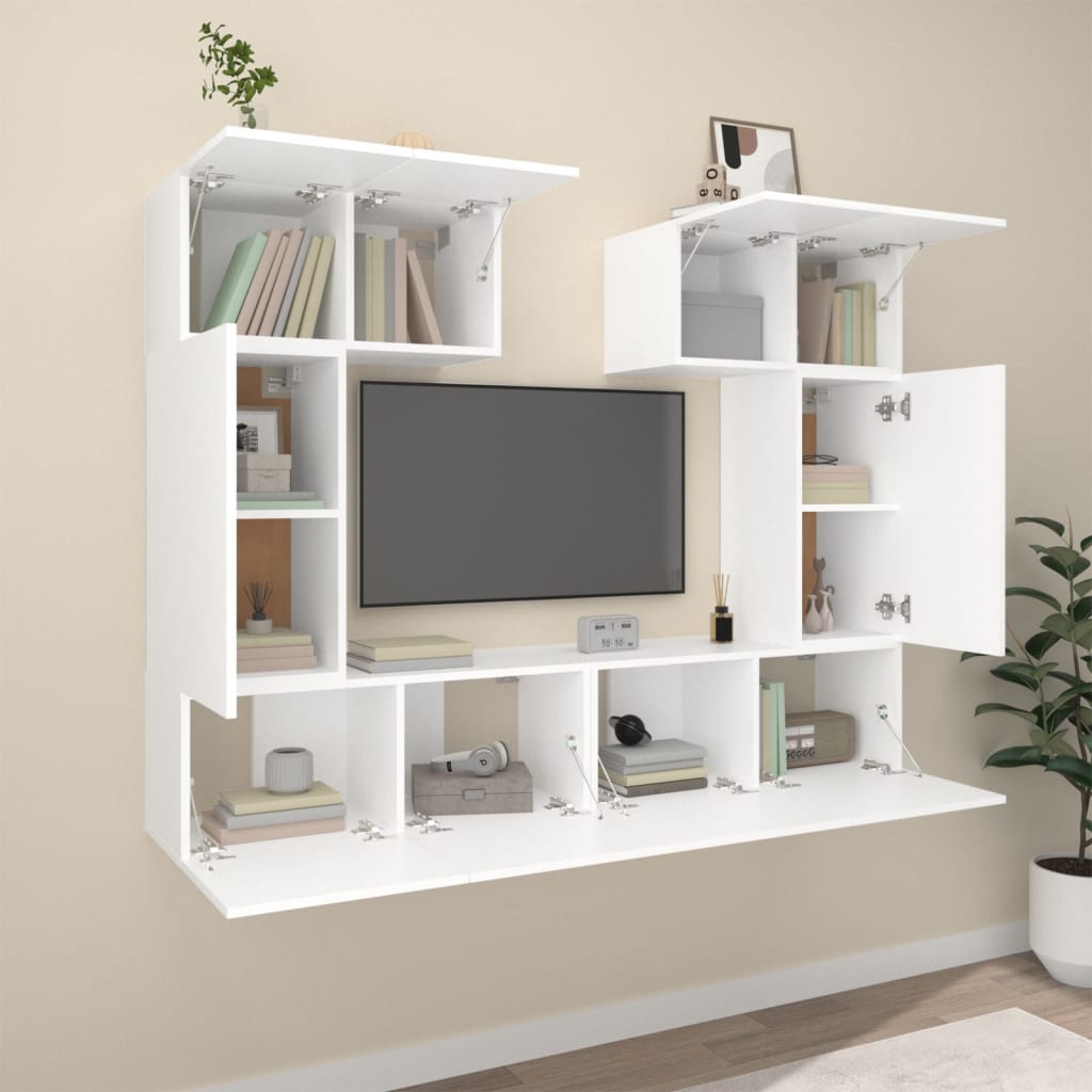 6-tlg. TV-Schrank-Set Weiß Holzwerkstoff