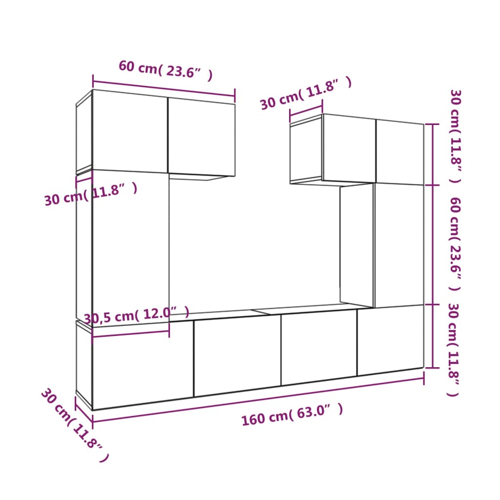 6-tlg. TV-Schrank-Set Weiß Holzwerkstoff
