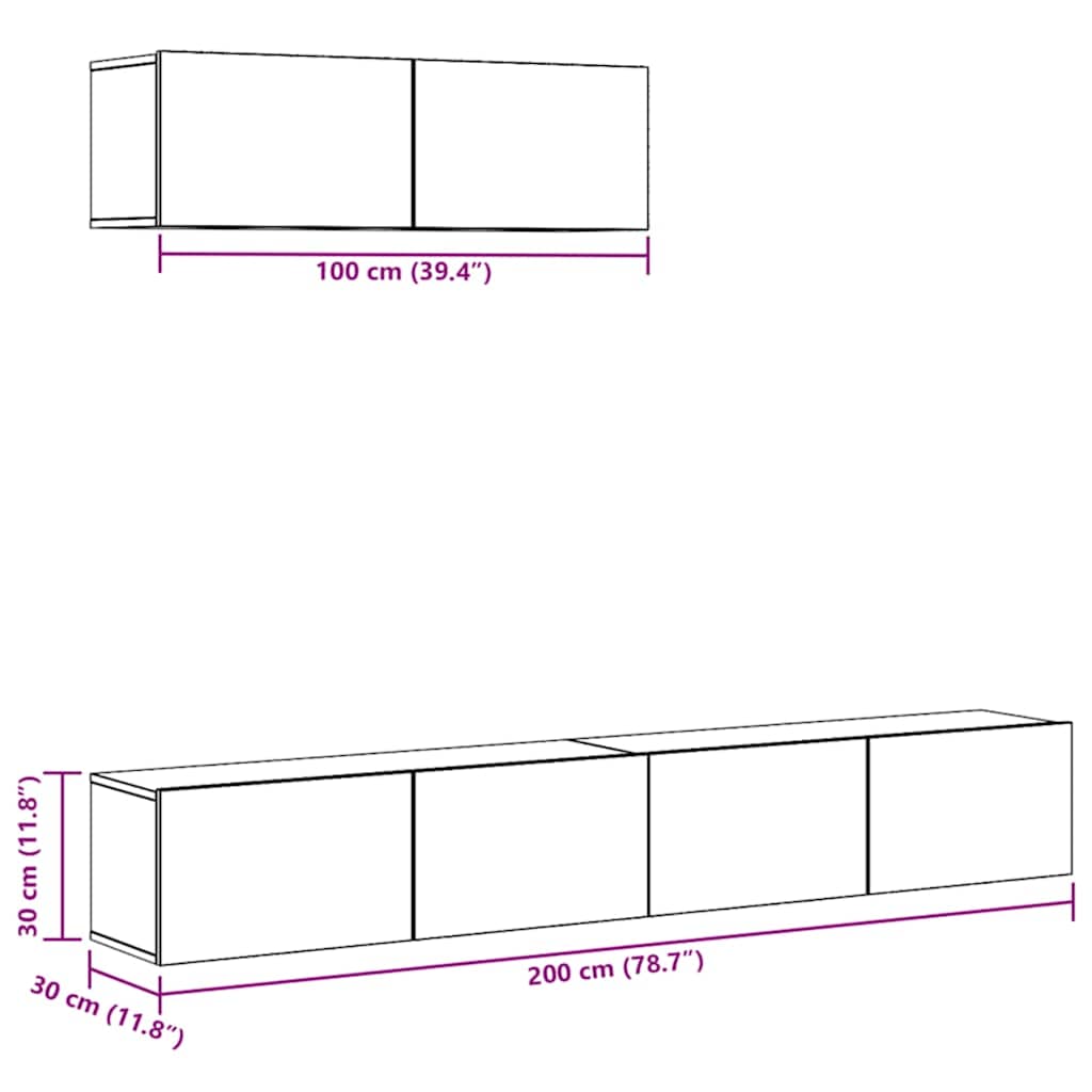 3-tlg. TV-Schrank-Set Schwarz Holzwerkstoff