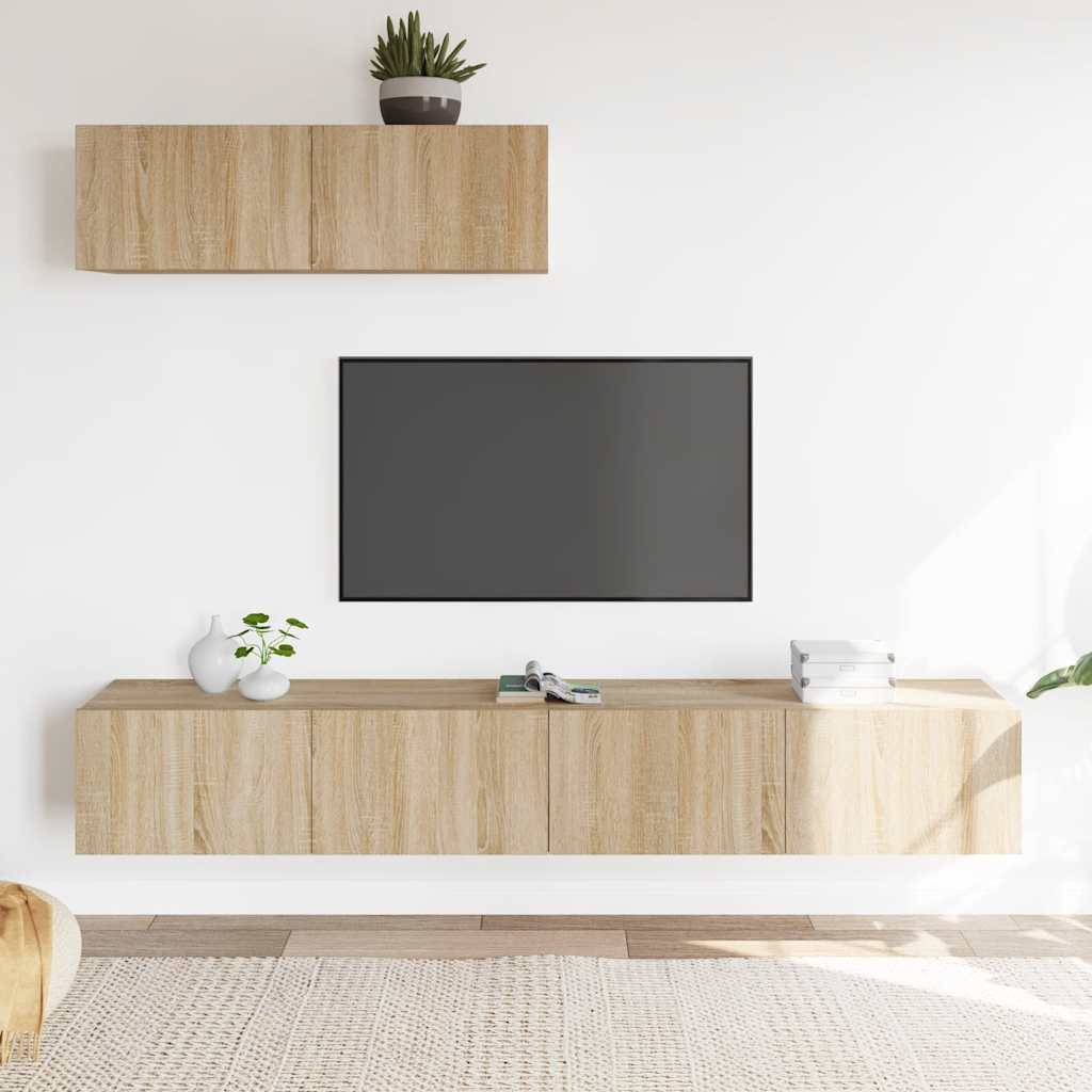 3-tlg. TV-Schrank-Set Sonoma-Eiche Holzwerkstoff