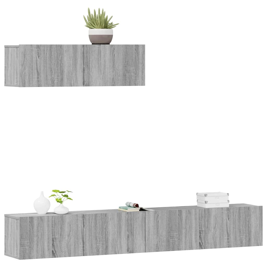3-tlg. TV-Schrank-Set Grau Sonoma Holzwerkstoff