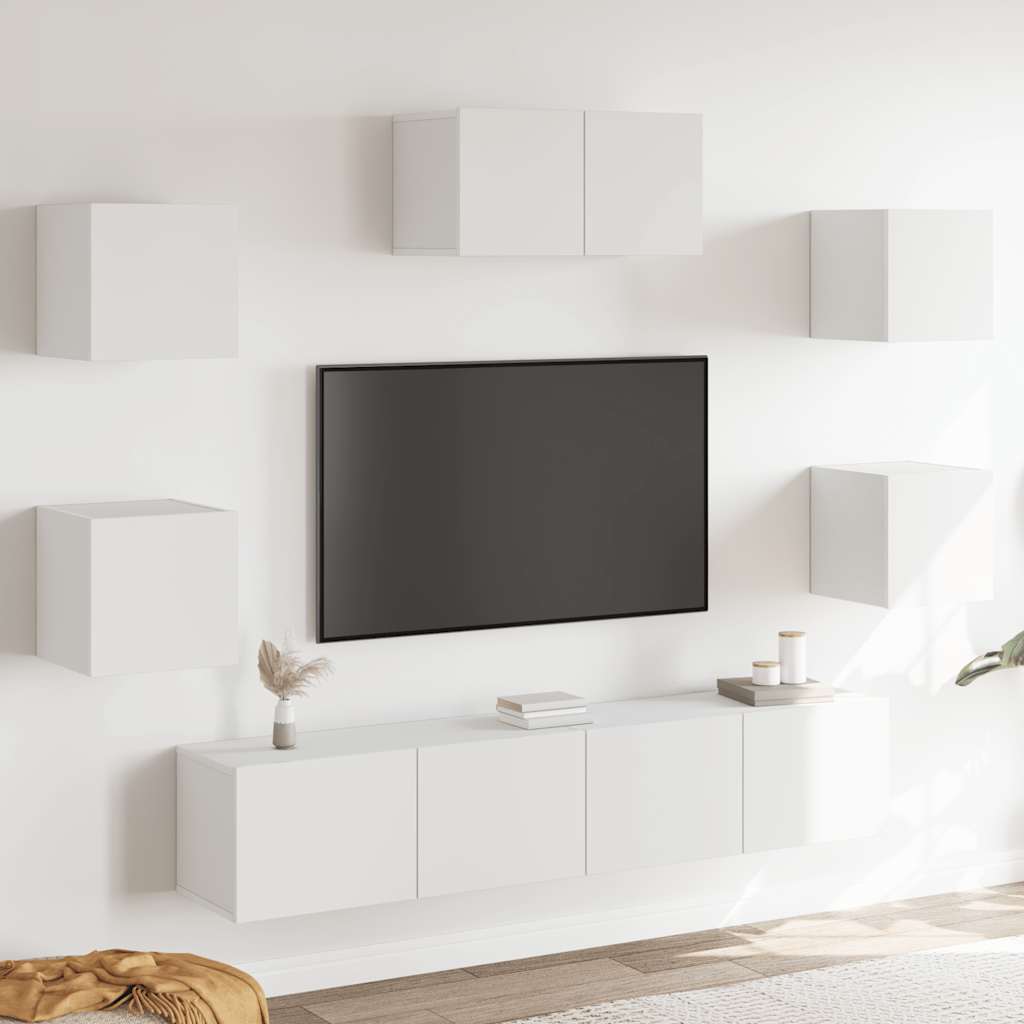 7-tlg. TV-Schrank-Set Weiß Holzwerkstoff